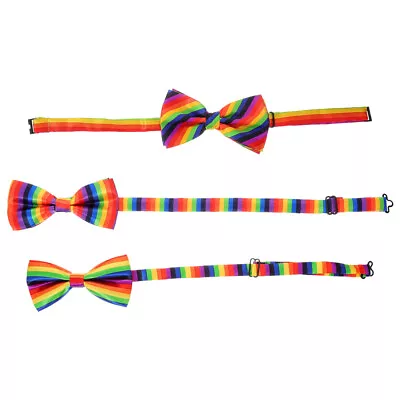 3pcs Pre-tied Bow Ties Adjustable Bowtie Rainbow Bowtie Decor Bow Ties Props • £10.31