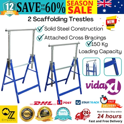 $133.61 • Buy 2 Scaffolding Trestles Building Handyman Works Scaffold Saw Horse Bench 150KG AU
