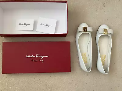 Ferragamo Shoes  Varina  White Patent (ODD SIZES) One 5 And A Half One Size 6 • £255