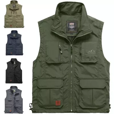 Mens Waistcoat Sleeveless Jacket Vest Men Fishing Fashion Full Zip Outwear • $30.69