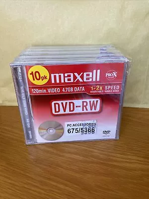 Maxell 120 Min 4.7GB Data I-2x Speed Rewritable/ Single Sided DVD-RW Pack Of Ten • £10