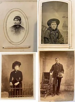 Antique 1890s Photo Album 57 Photographs & Tintypes  • $210