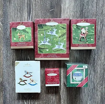 Hallmark Reindeer And Rocking Horse Lot Regular And Miniature 10 Ornaments • $22