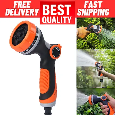 Garden Watering Hose Pipe Spray Gun 10 Patterns Soft Handle Car Washing Pets Sho • £8.53