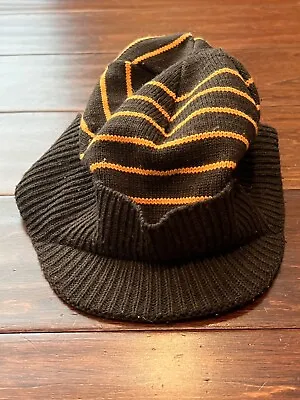 Bula Brown Orange Striped Adult OS Visor Brim Warm Winter Beanie Skull Cap Hat • $20.24