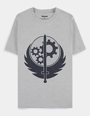 Official Bethesda Fallout Brotherhood Of Steel Logo Iconography Grey T-shirt • £19.99