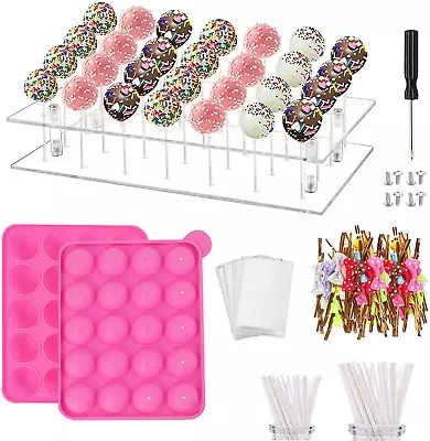 302 Pcs Cake Pop Maker Kit Cake Pop Baking Mold With 1 Acrylic Lollipop Holder • £34.05