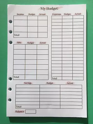 £7.87 • Buy A5 Budget Planner Inserts For 6 Ring Binder Planner Bills Savings Home 50 SHEETS