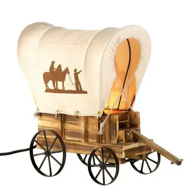 $69.99 • Buy Western Wagon Table Lamp Country Cover Wood Light Texas Stagecoach Cowboy Horse