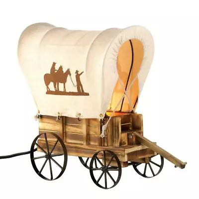 $69.99 • Buy Western Wagon Table Lamp Country Cover Wood Light Texas Stagecoach Cowboy Horse