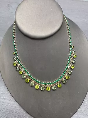 Vintage 1950s Juliana Green Shades Rhinestone Gold Party Event Necklace 15  • $39