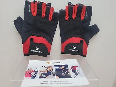 ATERCEL Workout Gloves For Men And Women MEDIUM RED & BLACK • $10.75