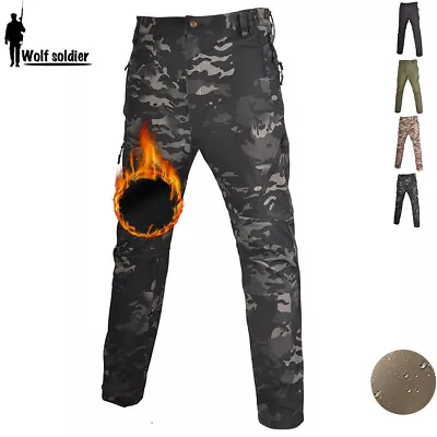 Waterproof Men's Tactical Pants Soft Shell Military Combat Windproof Fleece Camo • $44.64