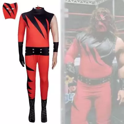 Mangguo Kids Cosplay Costume Wrestling Bodysuit With Kane Mask Halloween Suit • £30.68