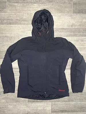 Marmot Jacket Mens Medium Black Full Zip Softshell Hooded Pockets • $31.99