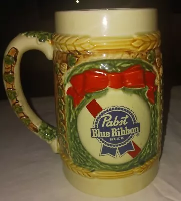 Vintage PABST Blue Ribbon Holiday 1985 Beer Stein King Gambrinus Limited Edition • $9.95