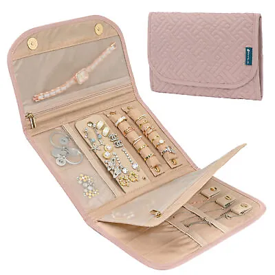 Travel Jewelry Organizer Roll Bag Case Foldable Rings Earrings Necklaces Holder • $17.99