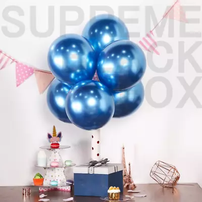 50 Blue Metallic Balloons Chrome Shiny Latex 12  Thicken For Wedding Party Baby • $6.99