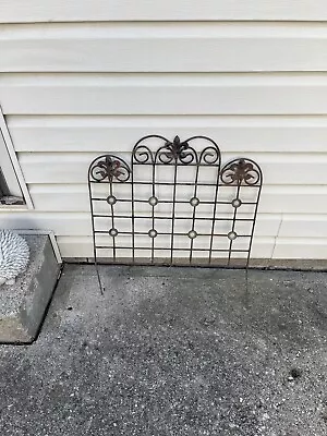 Antique Victorian Vintage Wrought Iron Garden Fence Metal Decor Old Glass • $99