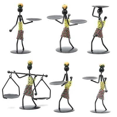 Nordic Metal Candlestick Abstract Character Girl Sculpture Candle Holder Decor • £6.22