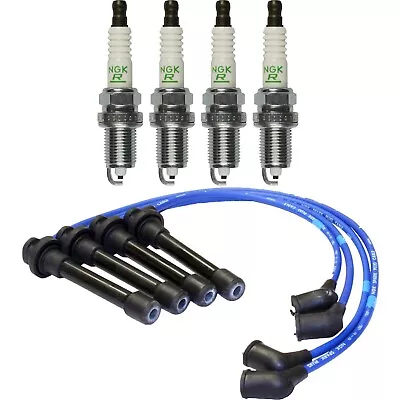 Set Of 4 Spark Plugs NGK + Spark Plug Wire Set For Honda Civic 1.6L D16Y8 D16Z6 • $69.99