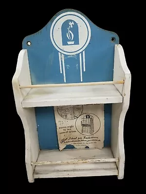 Vintage Wood Universal Spice Rack Cabinet Holds 10 Cans Of Spices White Blue • $45