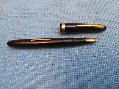 Vintage Sheaffer Black Fountain Pen Lever Fill Feather Touch 14k #5 Nib • $29.95