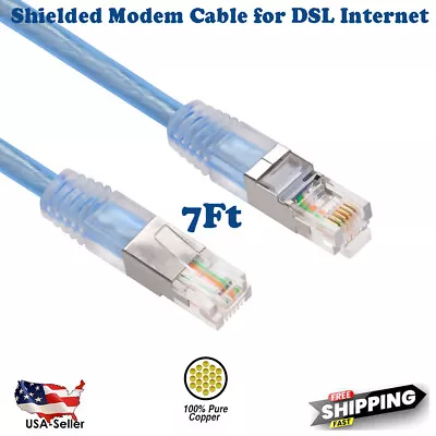 7FT RJ11 6P4C Shielded Telephone Phone Line Cable Cord Modem DSL Internet Fax • $12.95
