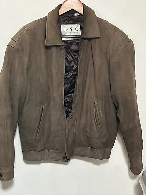 Inc- International Concepts Men's 100% Leather Brown Jacket Full Zip Size Medium • $61