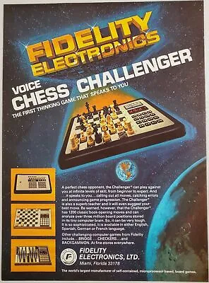 1979 Print Ad Fidelity Electronics Voice Chess Challenger MiamiFlorida • $11.68