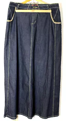 STYLE J Women Size 36 (US 16) 43  Long Blue Cotton/Spandex Denim A-Line Skirt • $38.99