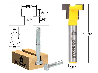 3/8  Hex Bolt T Slot Router Bit - 1/4  Shank - Yonico 14191q • $13.95