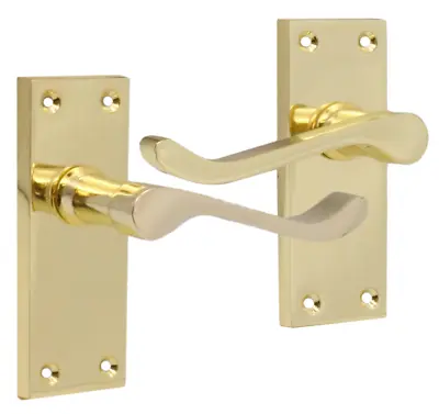 Brass Internal Door Handles Victorian Scroll Set Kit Lever Latch Lock Bathroom • £21.90