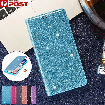 For Samsung S22 S21 S20 FE Ultra S10 S9 Plus Case Glitter Leather Wallet Cover • $13.99