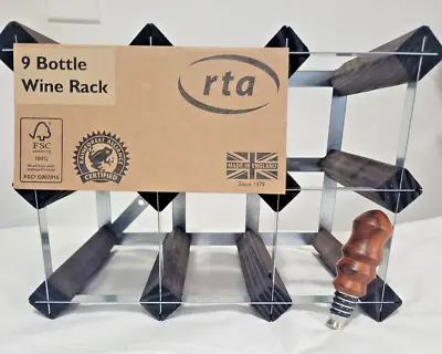 RTA Wine Rack Stained Pine And Steel 9 Bottle-13x9x9in & Cocobolo Wine Stopper • $42.67