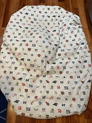 Pottery Barn PB Teen NFL Fitted Sheet Full Size Bedding Team Logos All Over • $25