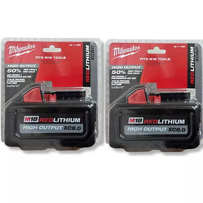 2Pack Milwaukee M18 48-11-1880 8.0 AH Battery 18V XC High Output NEW • $155