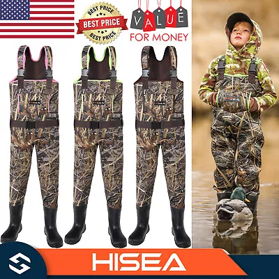 HISEA Kids Chest Waders With Insulated Boots Fishing Hunting Wader Boot Rainwear • $67.89