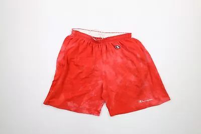 Vintage 90s Champion Mens 2XL XXL Acid Wash Spell Out Above Knee Shorts Red • $49.45