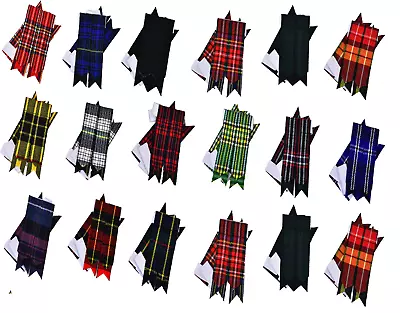 Scottish Kilt Sock Flashes 42 Tartans Tartans/Highland Kilt Hose Flashes Pointed • $9.99