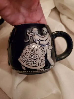 Pre-war German Cobalt Blue Pottery Mug/Stein Man/Woman Dancing No Lid Great Cond • £24.11