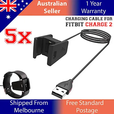 $19.99 • Buy 5 X USB Charger Charging Cable For Fitbit Charge 2 Wristband Fitness Watch