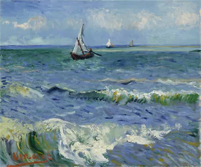 Van Gogh Oil Painting Canvas Print Unframe Seascape At Saintes Maries2 • $9.90