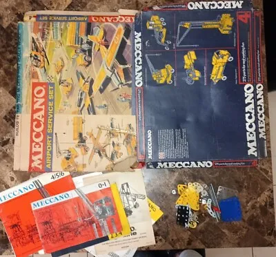 Vintage Meccano Set 4 & Airport Service Manuals Incomplete 70s Toy • £39.99