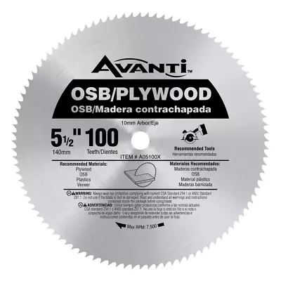 5-1/2 In. X 100-Tooth Osb/Plywood Circular Saw Blade • $12.58