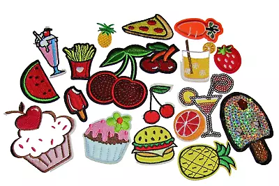 Iron On Patches Food Drink Cherry Pineapple Melon Pizza Trees & Cactus Themed Uk • £2.99