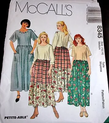 McCall's Pattern 8345 Maxi Dress With Color Block Miss & Petite Size 12-14 Uncut • $5