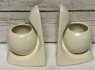 Pair Of Mid Century Modern Pottery Vase Bookends • $59.95