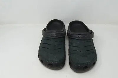 Crocs Yukon Vista Leather Clog Black Men's SIZE 12 EXCELLENT CONDITION • $83.99