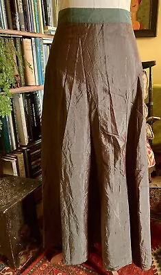 Vintage Jigsaw Pewter Crinkle Maxi Silk Skirt/ Underskirt Size 14. • £55